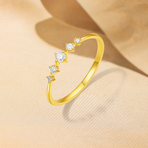 Saturday Fortune 5G pure gold diamond ring for women simple bright gold diamond ring for girlfriend T size 12-1.30g