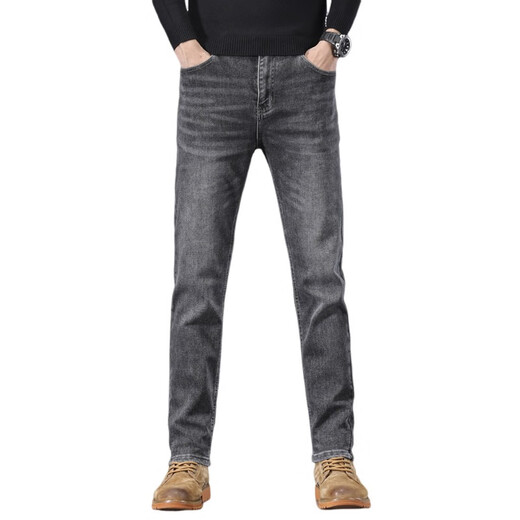 Zengzhi (Zengzhi) Zengzhi Denim 2024 Otoño e invierno Nuevos jeanses delgados Pantalones de vellón rectos en espesas 9930 vellón gris azulado 28
