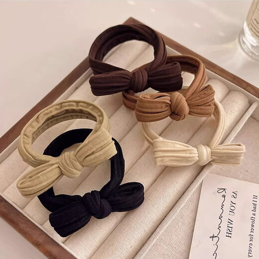 Jisenjia [Piezas preferidas de 10 piezas] Cordera de cabello de gama alta con anillo de cabello de la corbata de lazo para la banda de goma del cabello de la corbata de la cola alta con corbata de la cola de caballo [5 colores mixtos]