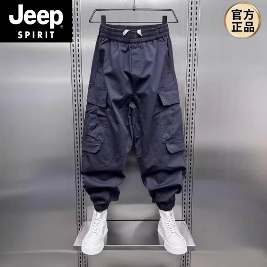 JEEP SPIRIT特大码300斤美式休闲松紧腰工装裤男女夏季宽松束脚运动哈伦长裤2 军绿色【升级版】 6XL 【适合250-300斤】