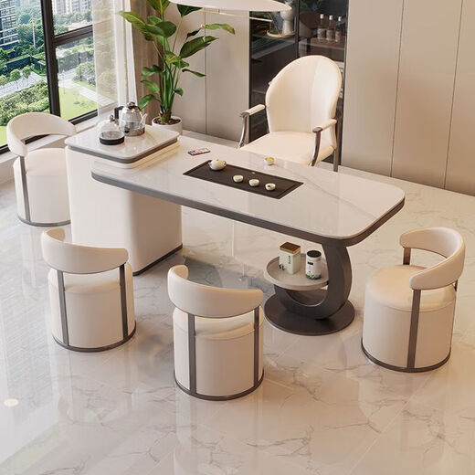 Slate balcony tea table and chair combination light luxury modern kettle integrated coffee table living room household small tea table single table pattern optional 1.2 meters free tea set