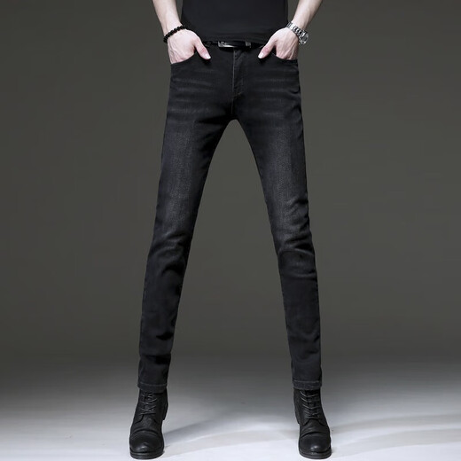
Seven Wolves 2025 high-end spring new black jeans for men Korean style ripped small feet pants trendy casual trousers 1049 gray 28