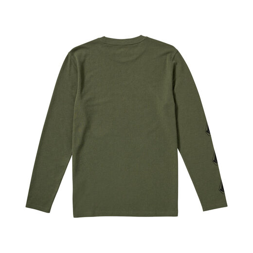 Volcom men's warm long-sleeved henley shirt, pure cotton stretch, slim fit and comfortable, versatile in spring and summer Agave S