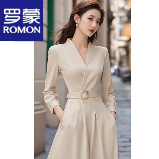 罗蒙（ROMON）连衣裙女2024秋季新款修身显瘦奢正式场合气质通勤白领商务裙子 连衣裙 S