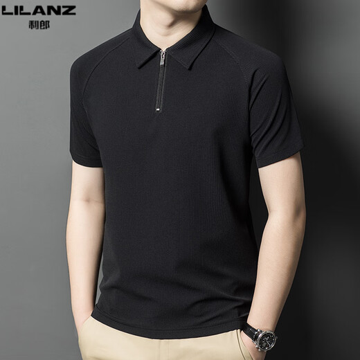 Lilang Herren-kurzärärmiges T-Shirt im Sommer New Herren Ice Seide Business Casual Riftper Solid Colo Polo Shirt T Khaki 1130 XL 175 (geeignet für Gewicht 130-150 Jin [Jin entspricht 0,5 kg])