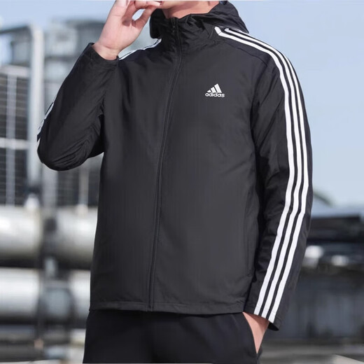Adidas Herren Sportanzug 2025 Sommer Neue gewebte Kapuzenjacke Windschutz Jacke Strickhosen 2-teilige Set IB0381+GK9226 XS