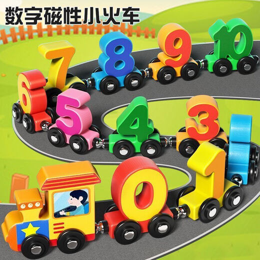 Chi Xing Children's Magnetic Digital Train Toys Boy Magnetic Sucking 1-3 à 6 ans 2 Assemblage de blocs de construction pour bébé 12 Train magnétique [Locomotive + Number 0-10