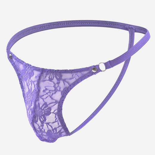 Pei Ruan sexy transparent mesh lace underwear men's thong men's buttocks exposed PP temptation small triangle low-waisted T-string pants color four 1 pair M recommended 110-125 Jin Jin equals 0.5 kg