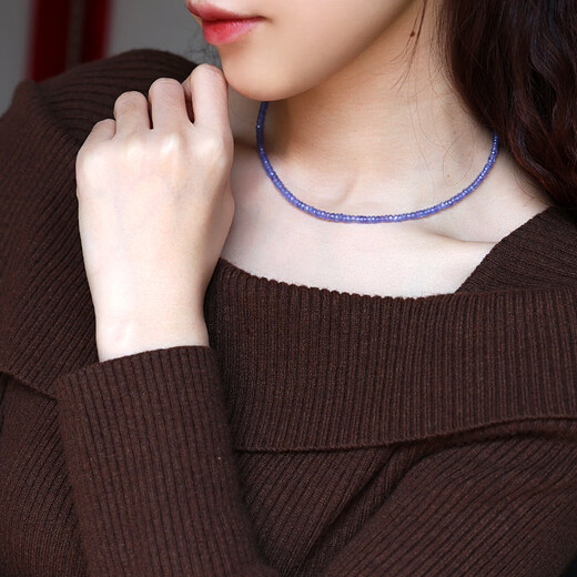 Ruohua (RUOHUA) Violet 3-4mm/Tanzania Necklace Young Style Clavicle Chain Female 18K Gold Birthday Gift for Girlfriend Tanzanite Necklace Length 40cm