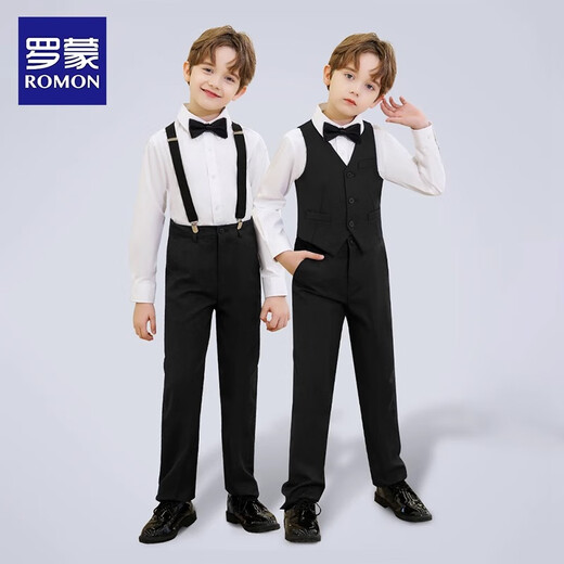 Luo Meng children's suit vest boy piano black vest student host performance suit boy dress black 170