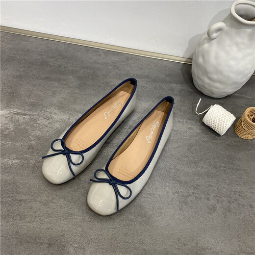 Huili Jun Doudou Single Schuhe Frauenschuhe 2025 Neue Sommer Vielseitige Bowlicht Mund Ballett Schwangere Frauen flache Schuhe J683-4 Schwarz 35