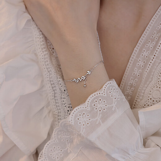 Shijun (SHIJUN) silver bracelet for women sterling silver 999 high-looking wheat ear for men, 2025 forest style bracelet niche personalized hand jewelry wheat ear bracelet