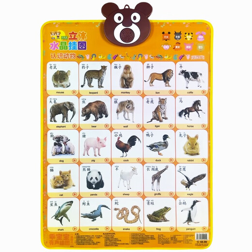 
Kangleguaibaby early education audio poster for babies enlightenment children's understanding of animals, fruits, cognition of animals, wall stickers, toys, three-character classics