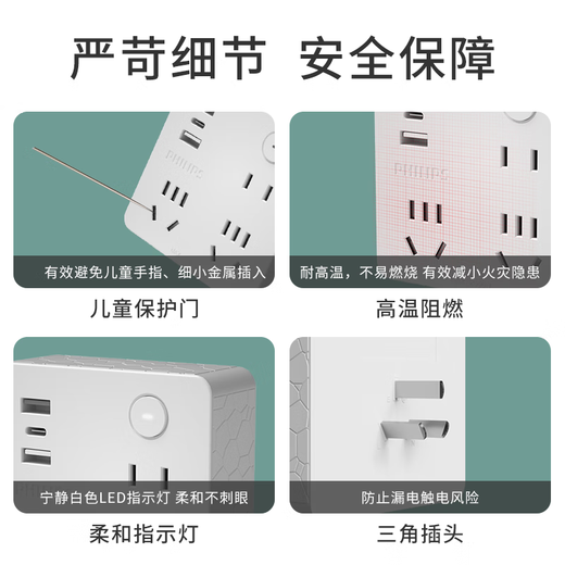 飞利浦（PHILIPS）墙壁桌面USB魔方插座转换器一转多孔电源转换插线板扩展多用无线接口接线板 【爆卖】晶钻3插孔+2A1C(无线)