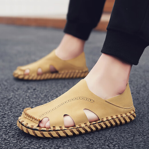 
Woodpecker men's sandals summer extra-large size black new style breathable lazy driving casual shoes soft sole driving men's shoes 9925 black 40
