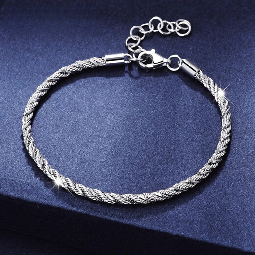 Qianshu (QIANSHU) new platinum bracelet for men, gold chain, platinum pt950 twist snake bone rope chain bracelet for men and women, width is about 2.8mm, length is about 19+3cm, weight is about 12.15 grams