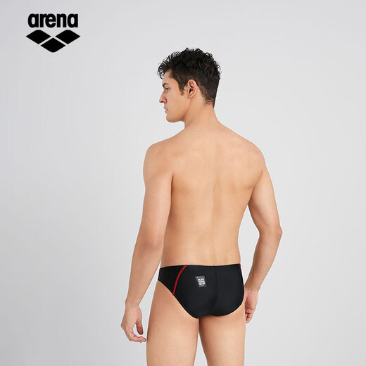 Arenas 25. neue Herren-Badehose, wettbewerbsfähig, einfach und weich, Anfänger-Trainings-Triangel-Badehose mit hohem Schritt, Schwarz und Rot (BKRD) L