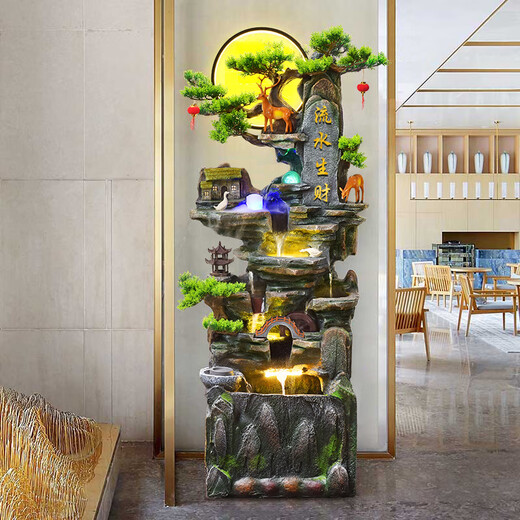 Vista de agua Hui Gran piso rocoso Adorados de agua que fluye Acción de agua Sala de estar Shengcai Fish Tank Opens Fountain Fengshui Wheel 9923 Medium High 133.6cm