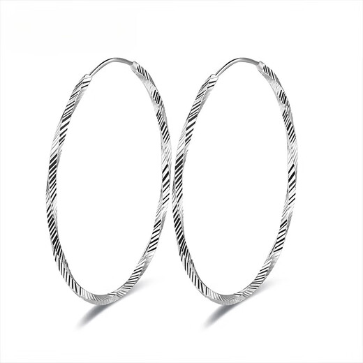 Qianshu (QIANSHU) pt950 platinum large earrings for women, platinum large hoop earrings, turned twist earrings, exaggerated personalized earrings, diameter of about 2cm, weight of about 2.5-2.7 grams