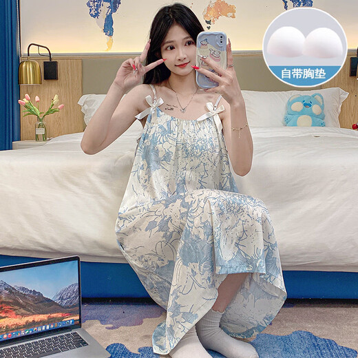 Dannanwei 2024 Nouvelle glace d'été Herringbone Sweet Pure Style avec poitrine PAD SEXY SOSPENSEGOWN pour les femmes QDM [R3888 #] M 160