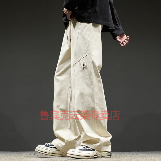 Rubink pants men's autumn and winter American overalls loose straight trousers wide-leg pants plus velvet thickened sports casual pants black (regular style) XL (recommended weight 130-140Jin Jin equals 0.5 kg)