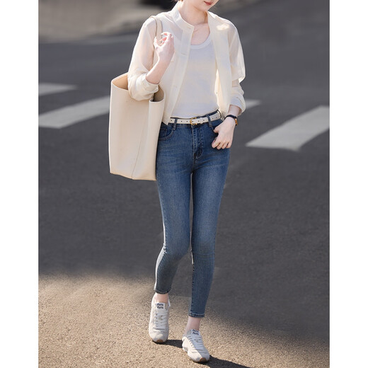 Demana Light Breathing Lyocell Spring and Autumn Lightweight Workwear Style Stand Collar Short Small Women's Hidden Body Jacket