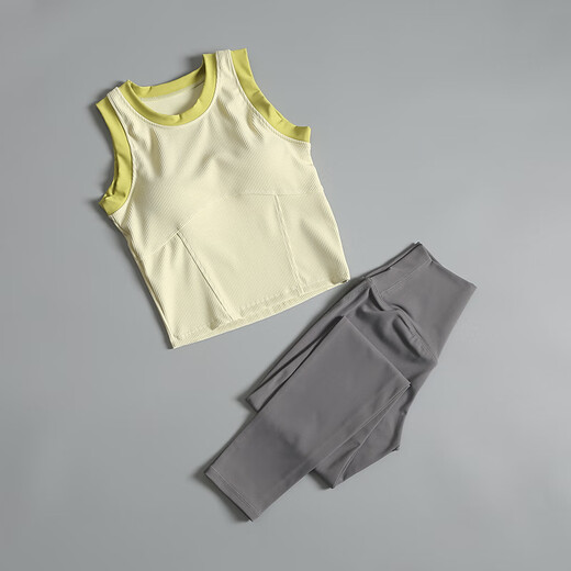 LULU Lulu Yoga Suit Women's Summer New Style Pilates Training Running Underwear Fitness Sports Vest Ivory White + Medium Gray L