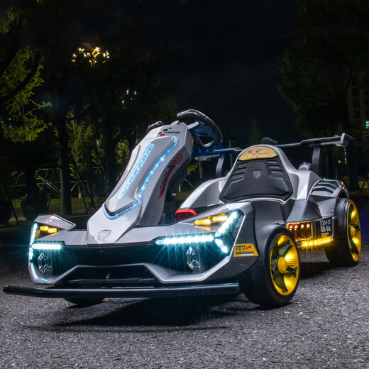 HAOWA Kart électrique pour enfants à moteur silencieux F1 Baby Drift peut s'asseoir jouet adulte voiture télécommandée à quatre roues pour enfants peinte en gris + télécommande + moteur silencieux 4845 + double entraînement in situ