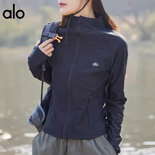 Traje de yoga de yoga de alo para mujeres al aire libre deportes al aire libre ropa de protección solar la ropa delgada y transpirable chaqueta de acondicionamiento físico de aptitud