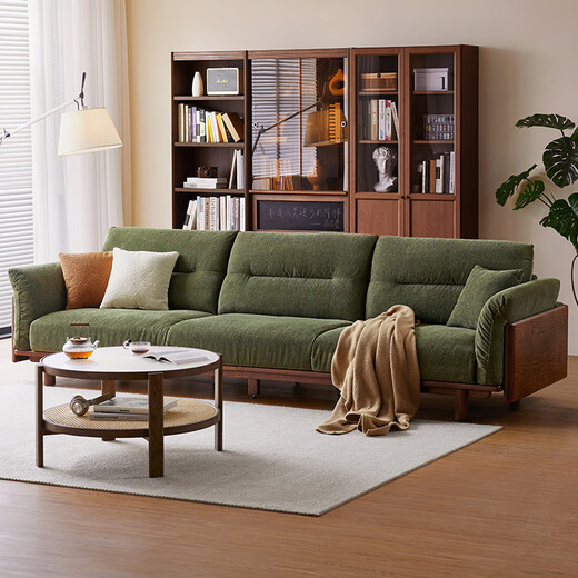 Lin's Home Nordic style log oak solid wood sofa living room small apartment LH122K3