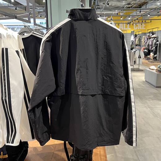 
Adidas jacket men's 2025 spring new sportswear woven breathable stand collar men's top jacket KC3894 KC3892 black/white XL