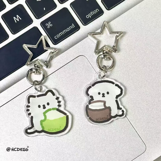 原创系列小狗小猫亚克力闺蜜情侣挂饰卡通挂件可爱钥匙扣书包礼物 全套2款各一