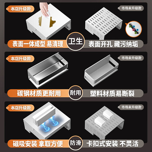 MNICN燃气热水器遮挡罩厨房壁挂磁吸管道遮丑装饰盖板挂钩洞洞板置物架 白色磁吸款小挂钩3只（承重1斤）