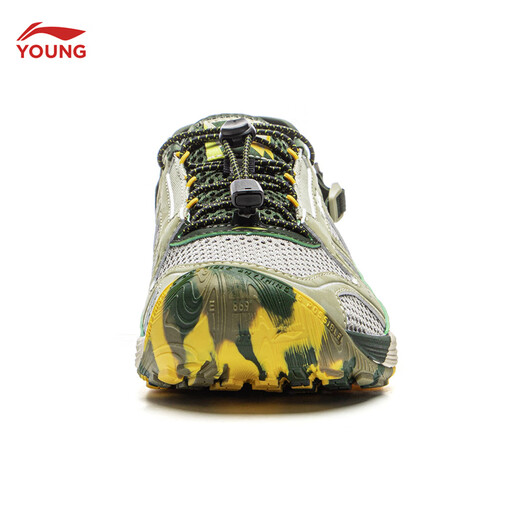 Li-Ning children's shoes, children's sports sandals, boys' and older children's reflective frame shoes, shock-absorbing and rebound outdoor shoes YKEV012, moon gray / shuttle leaf green / kelp green -3 36