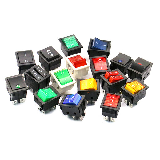 Dafurui KCD4 boat-shaped switch boat-shaped switch small rocker power button push button 6-pin electronic push-type with light 250V 4-pin 2-speed red light 1