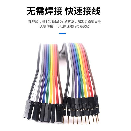 Zejie pure copper thick DuPont wire male to female to female male cable pure copper test wire gold-plated DuPont terminal connecting wire female to female 2.54mm 50cm 10p