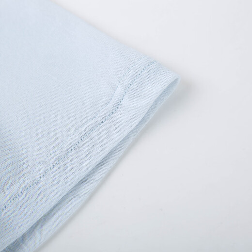 
Fiber show [design-sensing pleated round neck versatile lysel T-shirt] Large size women's fat mm2025 summer new style 1396 light blue 3XL