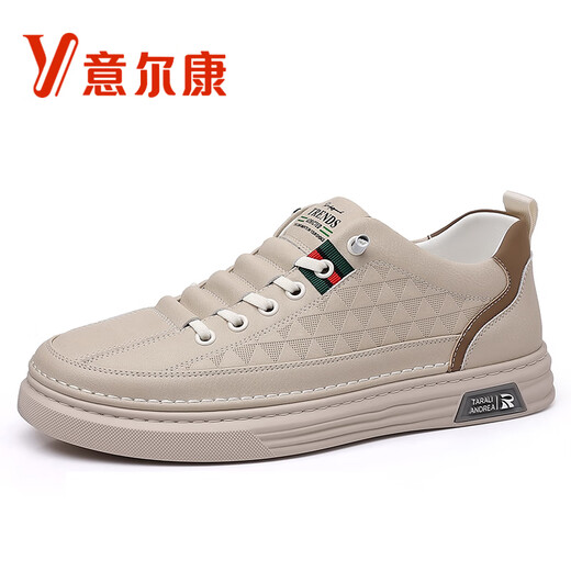YRC Yierkang Sport Frühlings- und Herbstbrettschuhe atmungsaktive weiße Schuhe Herren-Casual Fashion Lederschuhe All-Match-Schuhe 672 Weiß [Sportschuhe Größe] 43 [Standard-Sneaker-Größe]