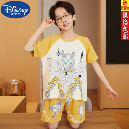 迪士尼（DISNEY）儿童睡衣男孩赛罗奥特曼2025新款夏季纯棉小宝宝男童家居服中大童 n679闪耀特利加(新款) 40 (10) 码(103-112cm斤)