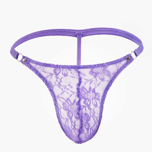 Pei Ruan sexy transparent mesh lace underwear men's thong men's buttocks exposed PP temptation small triangle low-waisted T-string pants color four 1 pair M recommended 110-125 Jin Jin equals 0.5 kg