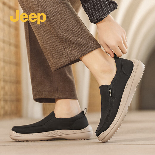 Jeep men's shoes for spring and summer canvas shoes for one foot lazy shoes breathable old Beijing cloth shoes non-slip driving casual shoes
