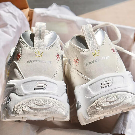 SKECHERS DLITES Series Strap Dad Shoes Sports Sports Sports White White Altura que aumenta los zapatos 896155 Silver 11979-WSL Spot 39