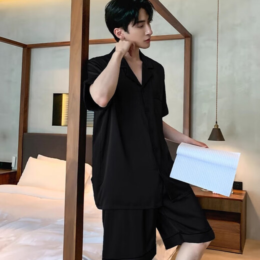 
Yu Zhaolin (YUZHAOLIN) teenager pajamas men's summer ice silk thin shorts shorts suit boys can wear home clothes outside in summer NSJYI-G723 shorts suit XL (recommended height 170, weight 125-150 Jin [Jin equals 0.5 kg])