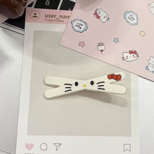 Sweet girly heart KT cat hairpin cute cartoon student bangs clip side clip ins high-looking hairpin hair accessory KT cross hairpin random one