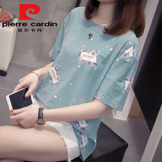 皮尔卡丹（pierre cardin）加大尺码胖m妹夏装新款纯棉短袖t恤女韩版胖妹妹百搭显瘦遮肚子上 6623灰色今年流行的轻奢品牌 M 80-95斤