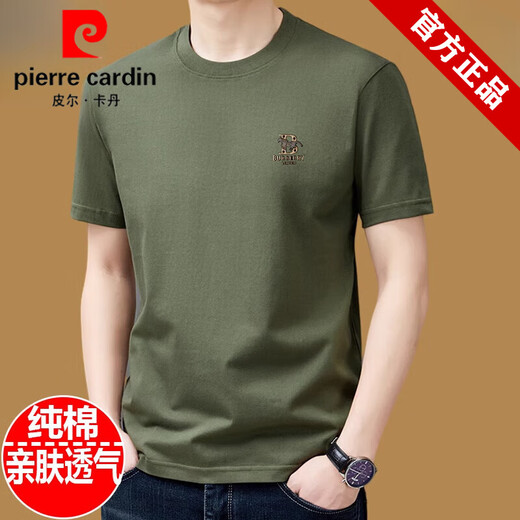 皮尔卡丹（pierre cardin）纯棉短袖t恤男士圆领夏季2025新款体恤宽松上衣半袖男装潮T 黑色9929款 M 165建议90斤-120斤