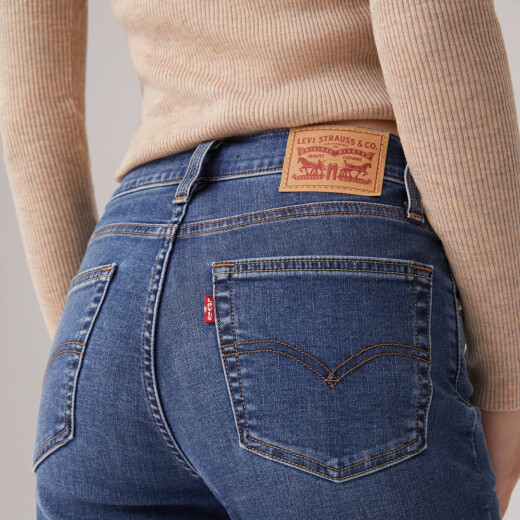 Levi's Winter Warm Series Women's 724 High Waist Slim Straight American Vintage Fashion Jeans Medium Blue 27 (28)