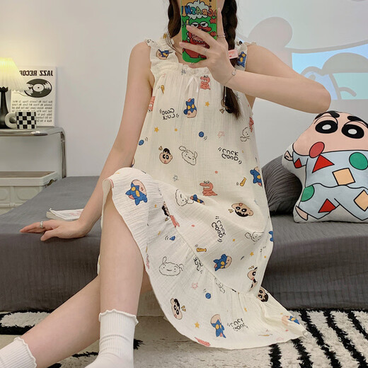 Single Nanwei Gaze Baumwoll Nachthemd Frauen Sommer Pyjama Ins windiger und hoch aussehendes reines und lustvolles Mädchen süßes Nachthemd Schwangeres Frauen Nachthemd 702 Kirschapricot 3xl empfohlen 150-170jin [Jin gleich 0,5 kg]