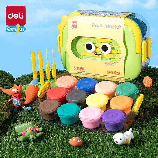 Deli (deli) children's 24-color ultra-light clay stacking box colored clay plasticine students and children's first school birthday gift YC999-24