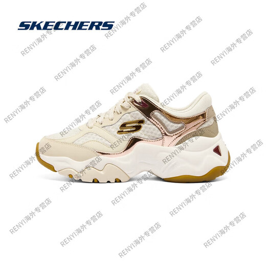 SKECHERS Damenschuhe Drei Generationen von Panda-Schuhen Herbst und Winter Neue dicke Casual Sports Dad Schuhe 12958 White_silver_11979-WSL 35